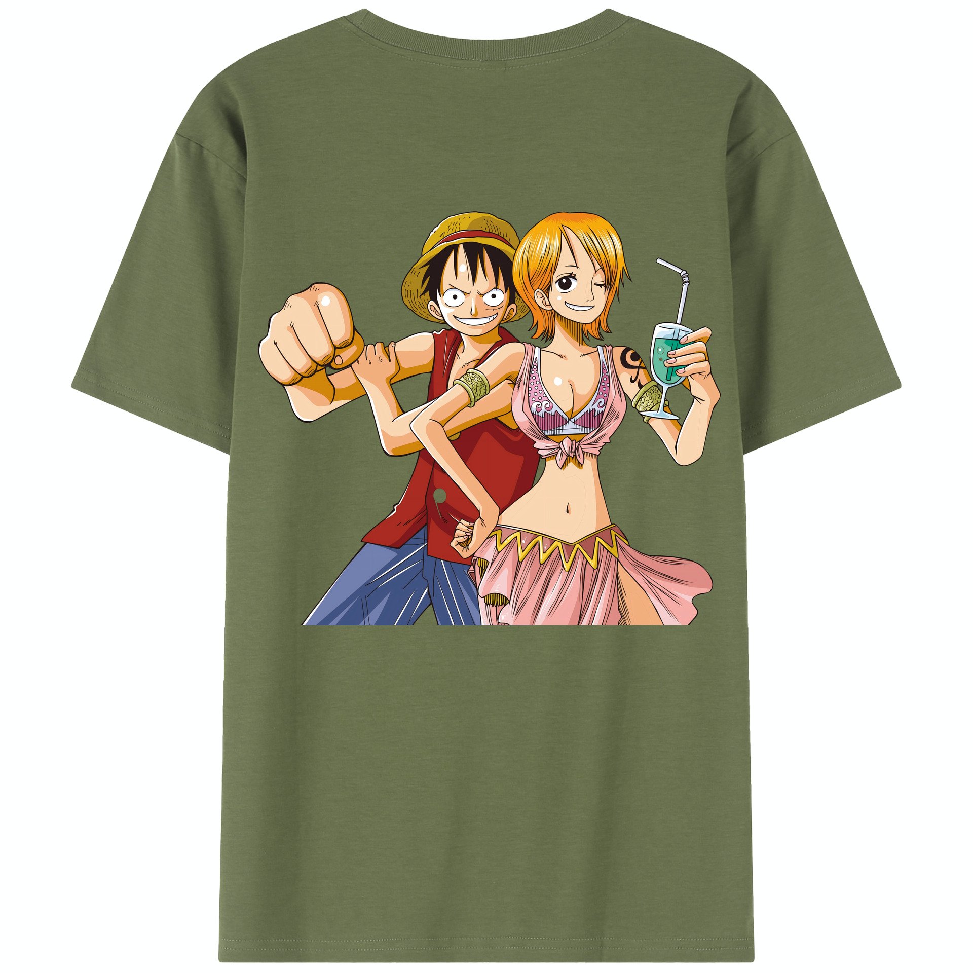 ワンピース モンキー・D・ルフィ ONE PIECE Monkey D. Luffy 綿100％半袖Tシャツ（背面プリント）